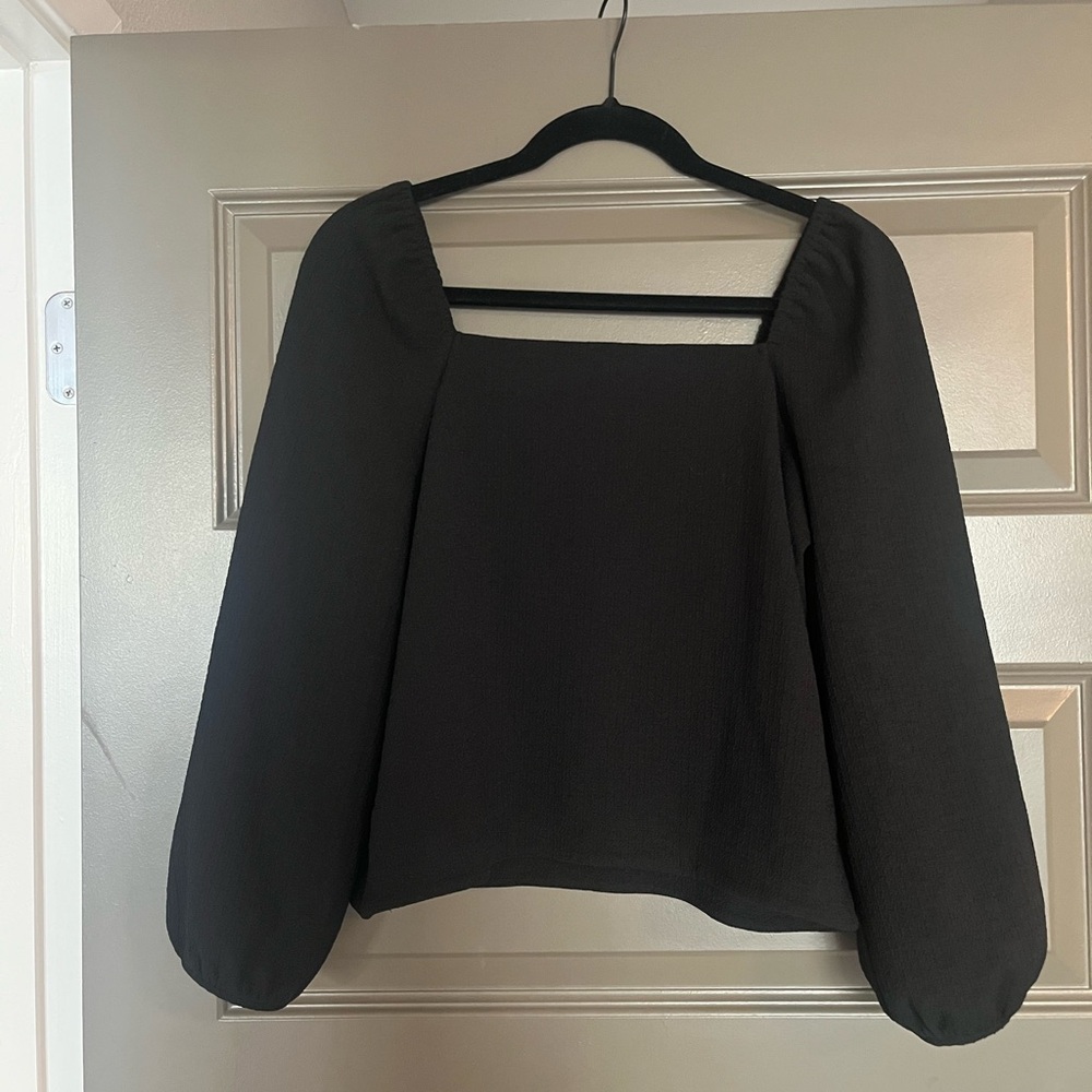 Madewell Squartneck Black Blouse